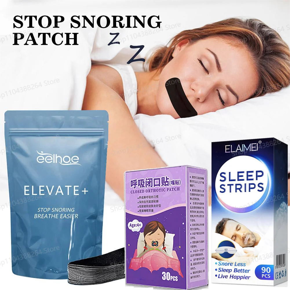 30/90PCS Parche antironquidos para la nariz Respirar mejor, dormir mejor, mejorar la respiración nocturna y reducir los ronquidos Parche bucal