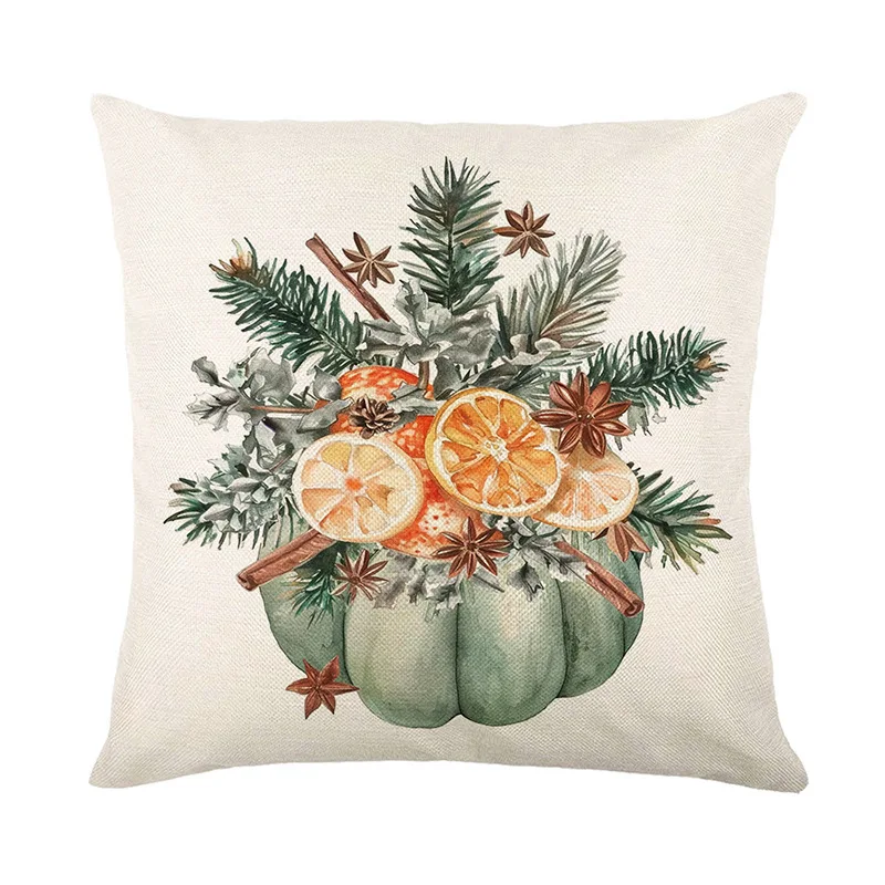 Autumn Plant Printed Linen Pillowcase Pillowcase Living Room Sofa Cushion Cover Home Decoration