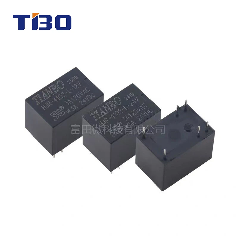 5Pcs TIANBO HJR-4102-L Relay 6Pin 3A 5V 12V 24VDC Communication Relay Set for Electronic Projects