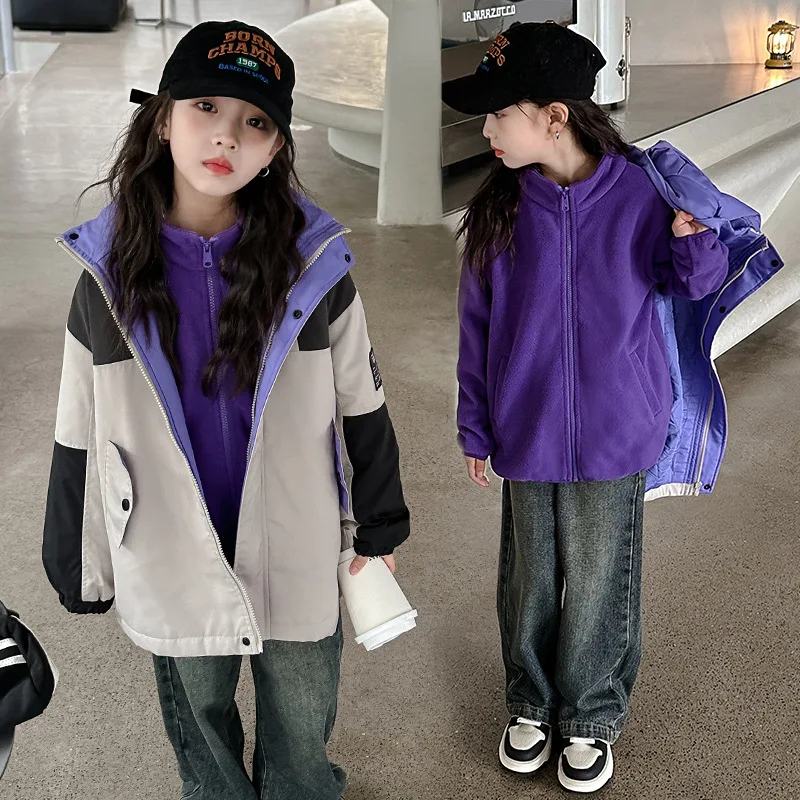 Baby Girl Top Girls Storm Jacket Spring and Autumn 2024 New Outdoor Sports Children Autumn Coat Fashionable Fashion Jacket