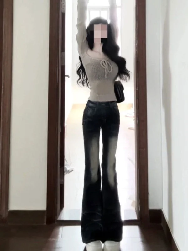 

Retro Unique Slim Fit Knitted Sweater Long Sve Beautiful Casual Top for Small Figures Winter Faion Women's Premium Knitwear