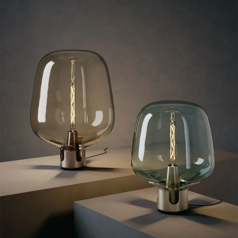 Vintage table lamp Italian Flat Blown Lamp fashion Leimu Glass Lamp designer bedroom bedside lamp office dining table light