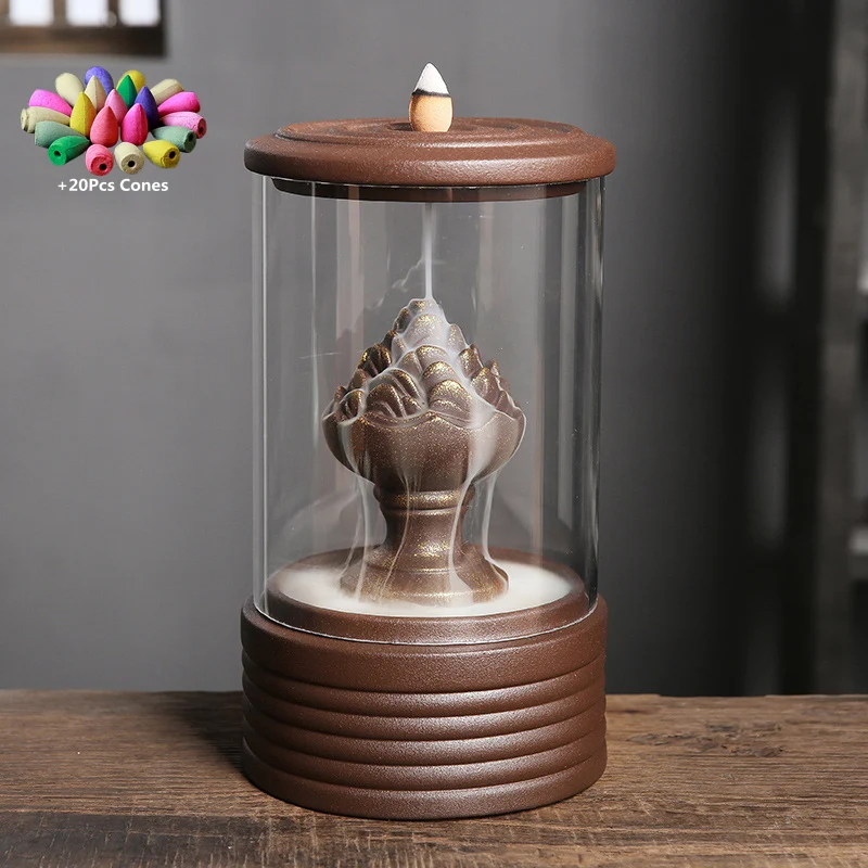 

Purple Clay Windproof Type Ceramic Backflow Incense Landscape Home Decor Censer