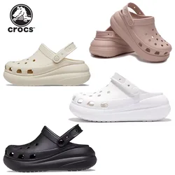 Crocs Classic Clog Thick-Soled Platform Mega Crush Casual Sandals Women Closed-Toe Slip-Ons Outdoor Breathable Beach Shoes