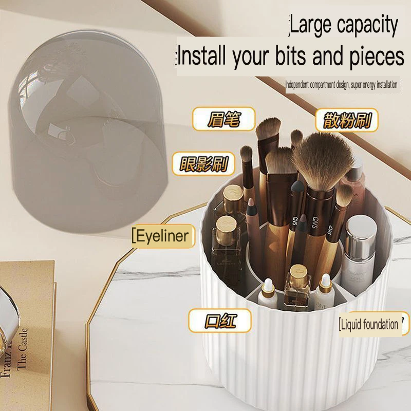 Picture 4: Desktop Makeup Storage Box Makeup Storage Dustproof Rotating Dresser Lipstick Eyebrow Pencil Eyeshadow Storage Bucket