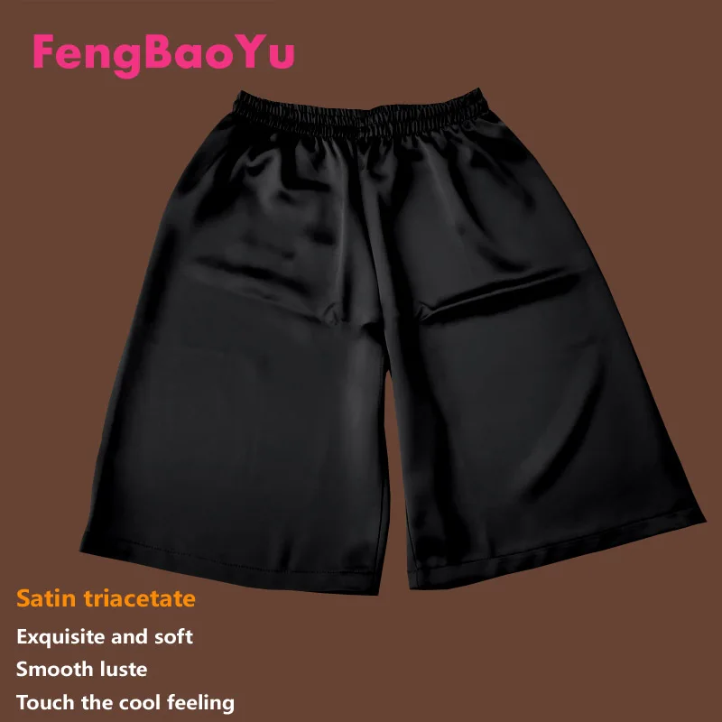 

Fengbaoyu Triacetate Satin Spring Summer Lady Five-cent Pants Light Luxury 5XL Fat Girl Running Exercise Shorts Women Clothing