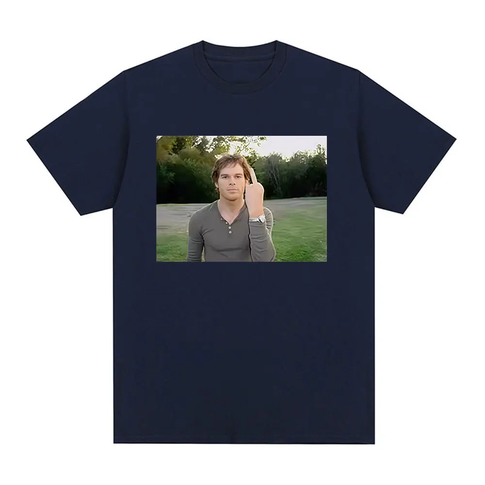 المسلسلات التلفزيونية مضحك Dexter Morgan Edition الاصبع الوسطى ميمي الجرافيك تي شيرت الرجال النساء الملابس عادية القطن قصير الأكمام تي شيرت #1