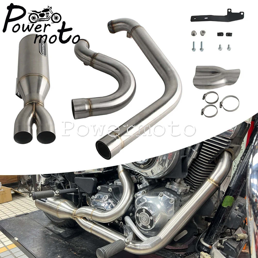 

Motorcycle Full Exhaust Pipes Assembly System Silencer Pipe 2-into-1 Muffler For Harley Dyna FXDWG FXD FXDC FXDB FXDL FXDF 06-17