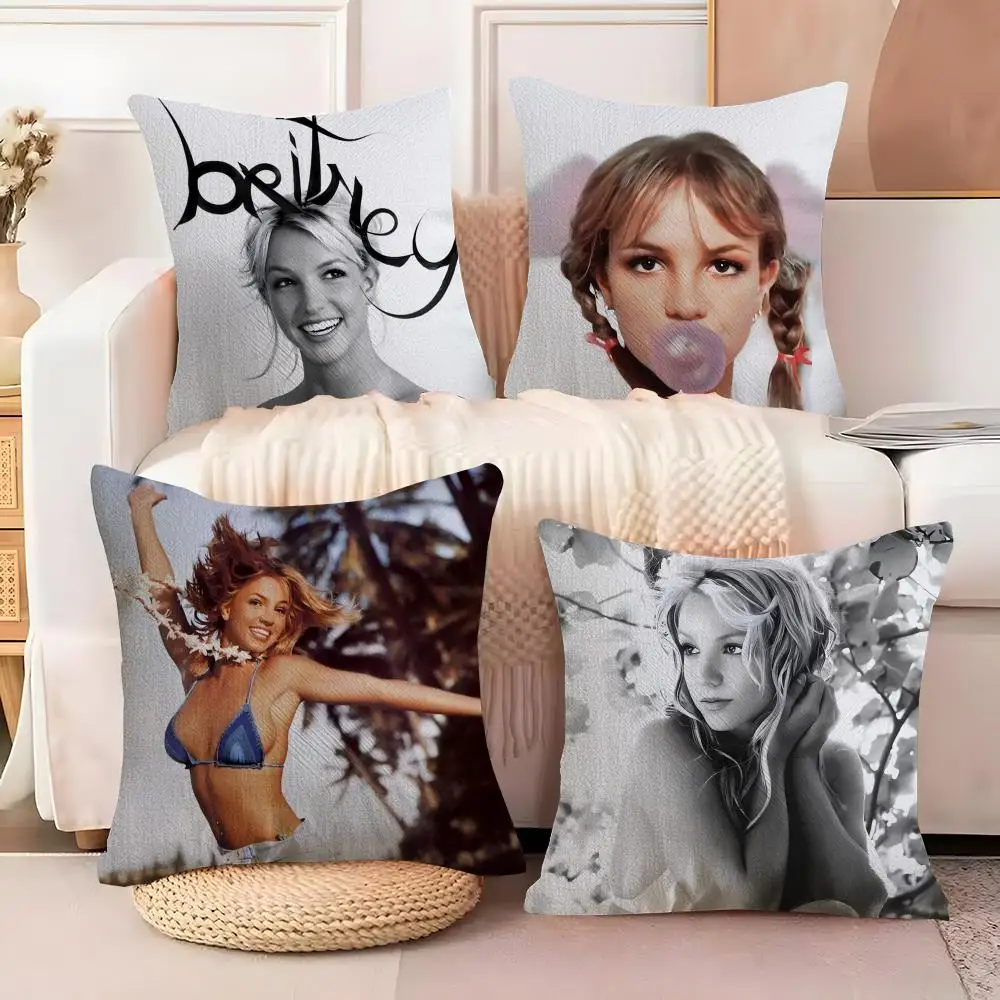 Singer B-Britney Spears Cushion Cover Soft Plush Sofa Cushion Cover｜Double-Sided Printed Decorative Pillow Case｜Warm Home Gift