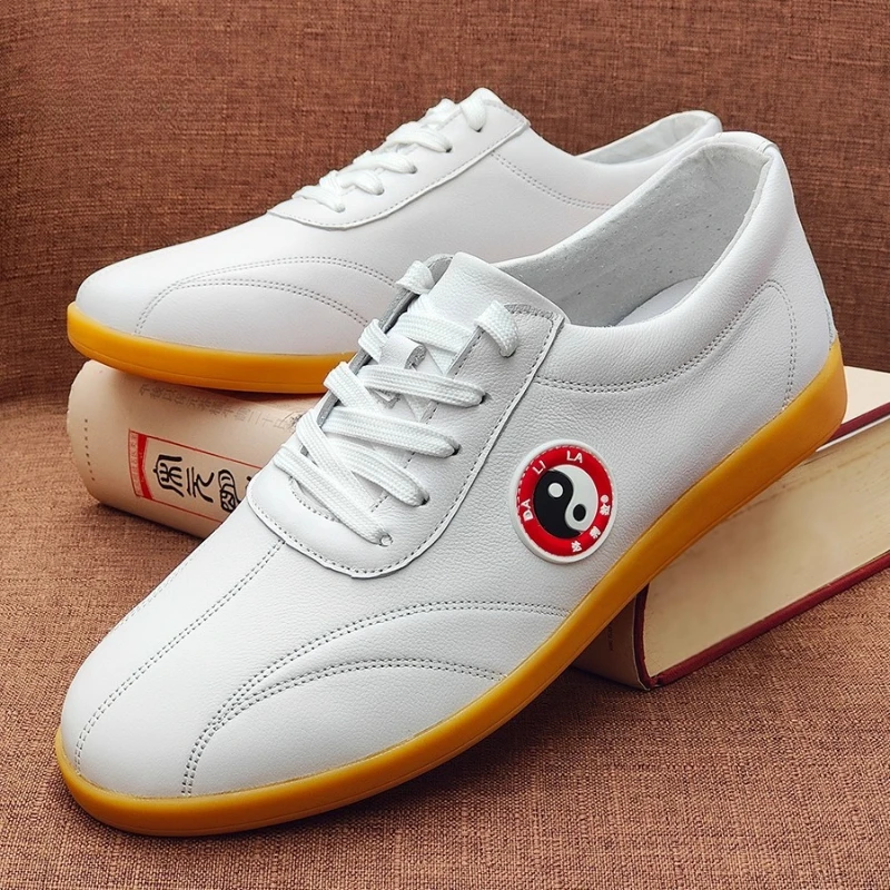 

Genuine Cowhide Leather Tai Chi Shoes for Kung Fu Wushu Martial Arts Soft Flexible Sole Light weight Men Women Footwear