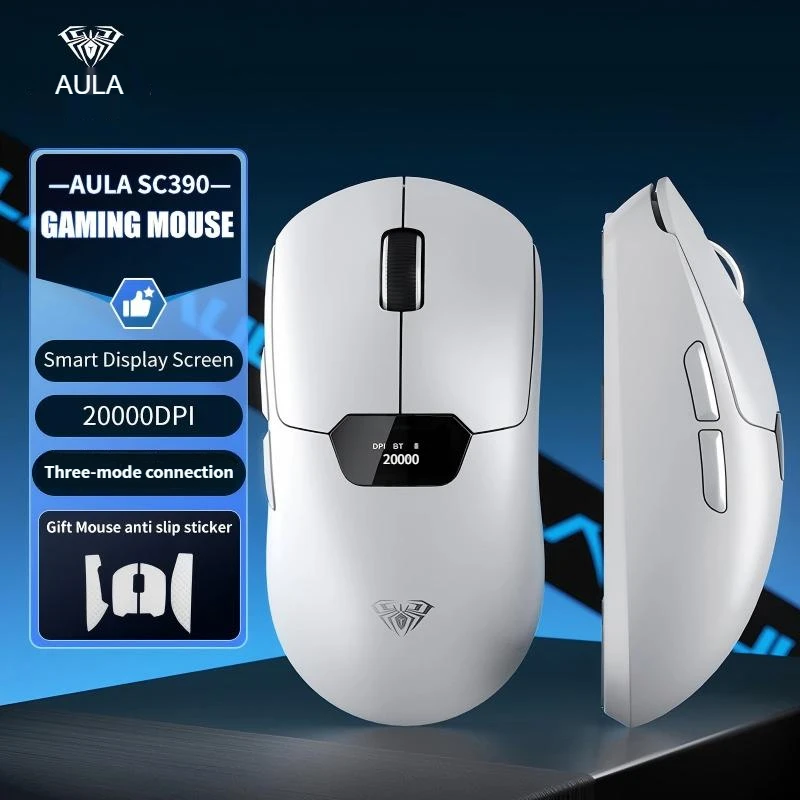 

Игровая мышь Aula SC390, беспроводная Bluetooth-умный экран, перезаряжаемая трехрежимная мышь с регулируемым разрешением для настольного ноутбука