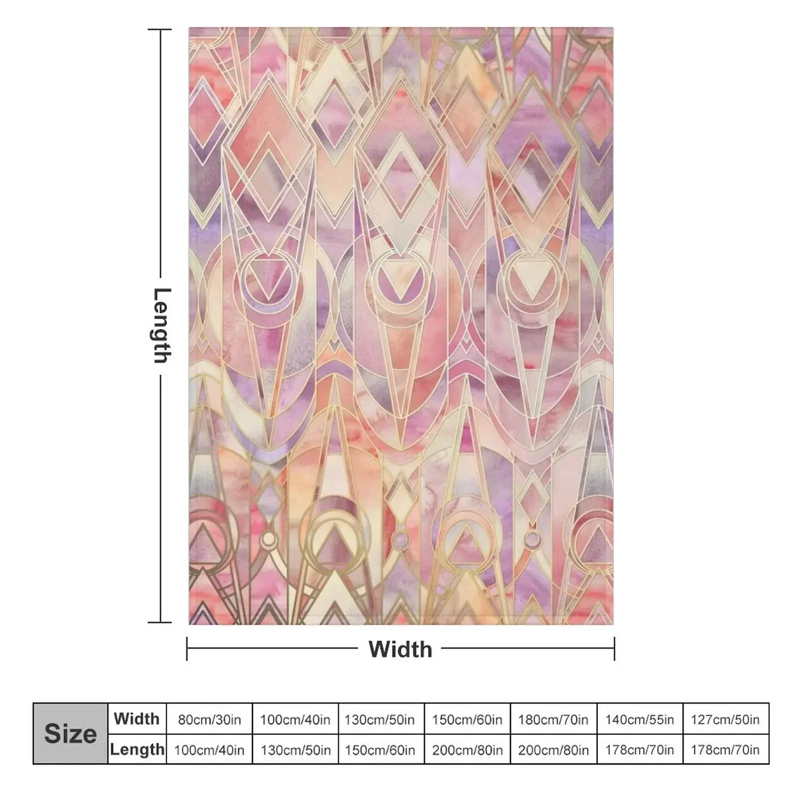 Glowing Coral and Amethyst Art Deco Pattern Throw Blanket Warm valentine gift ideas Blankets