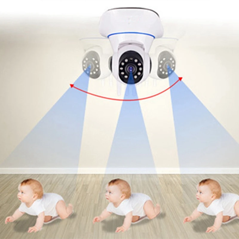 Cámara de seguridad interior 1080P Full HD Wifi cámara inalámbrica con seguimiento de movimiento automático Audio 2CH para mascotas bebés