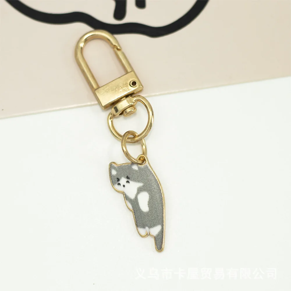 Cute Happy Kittens Keychain Stainless Steel Animal Key Chain Creative Cat Pendant for Women Car Keyring Purse Bag Accessories