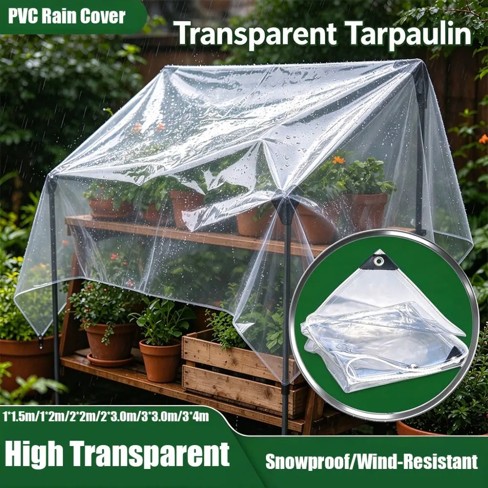 Snowproof Waterproof Tarpaulin Dust-proof Wind-Resistant Transparent Rain Cover Waterproof Foldable Rainproof Cloth