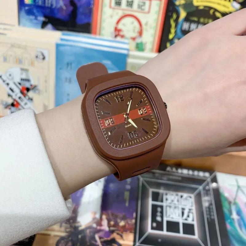 Popacc Mode Sport Vierkant Elektronisch Horloge Voor Vrouwen College Stijl Student Horloge Vrienden Cadeau Dagelijkse Decoratie