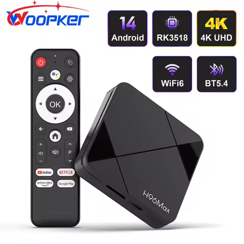 WOOPKER TV Box H96 MAX RK3518 4K Android 14.0 Rockchip 3518 Quad Core Wifi6 Bluetooth 5.4 3D Google Voice Assistant Set Top Box
