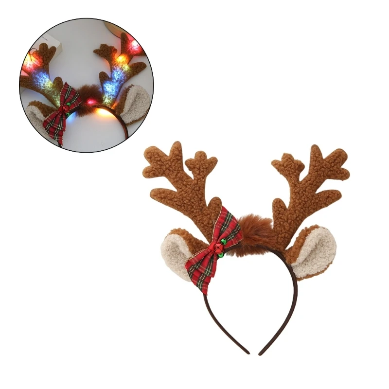 Glitter Antler Hair Hoop Live Broadcast Hair Holder Christmas Party Costume Headwear for Students Adult