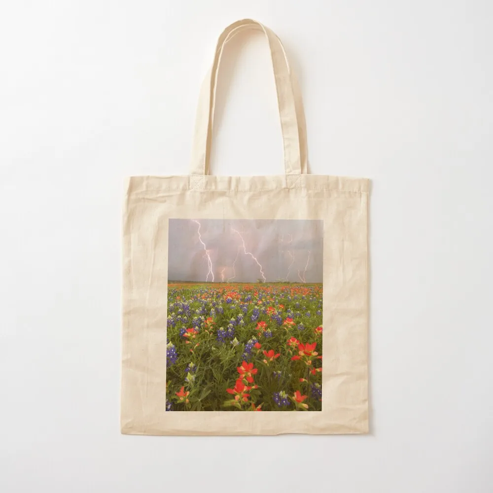 

Spring Thunderstorm Over a Field of Texas Wildflowers Tote Bag
