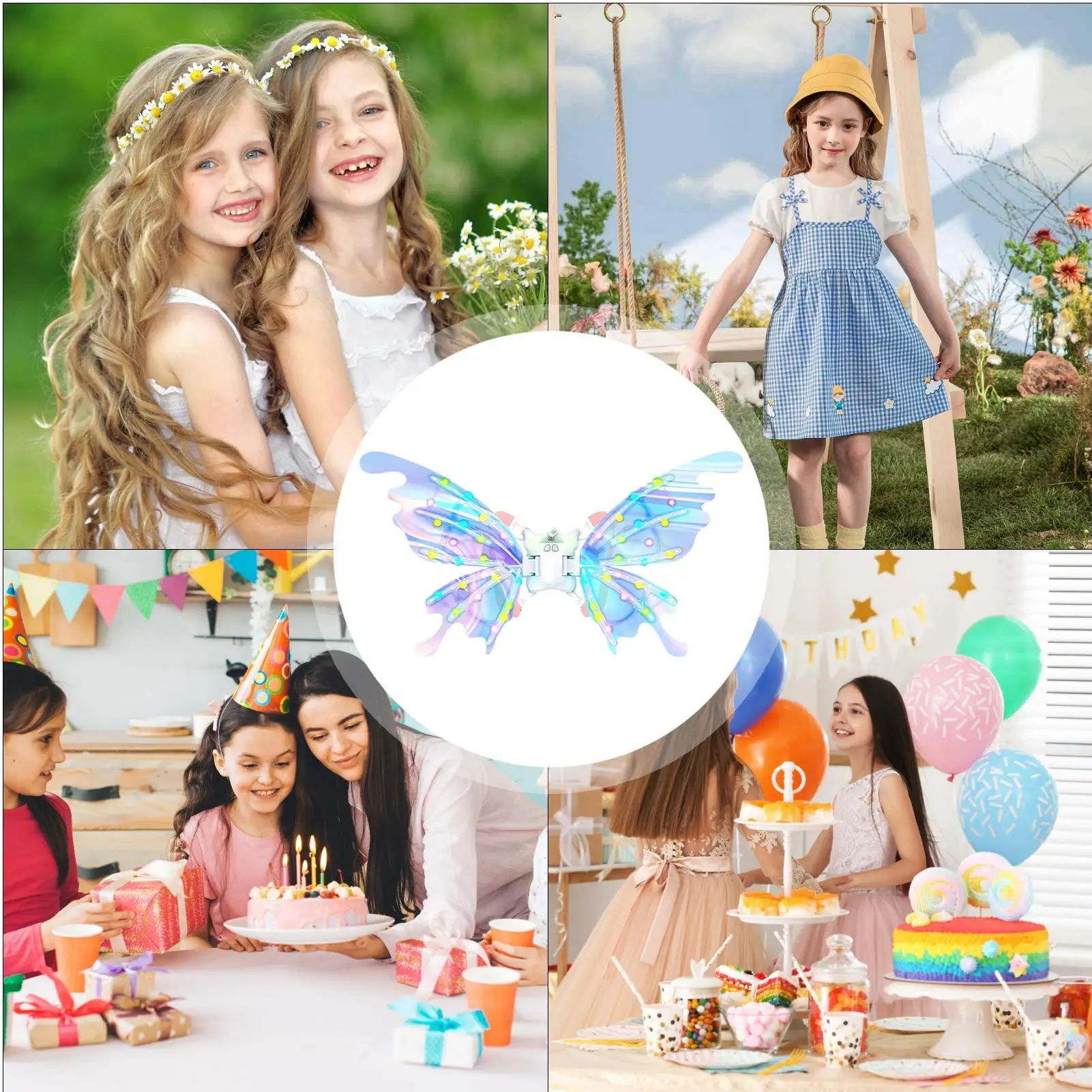 فستان بتصميم حالم زي الأميرة فراشة الجنية قزم أجنحة الملاك للنساء الفتيات حفلة الهالوين تأثيري أداء التصوير الفوتوغرافي #6