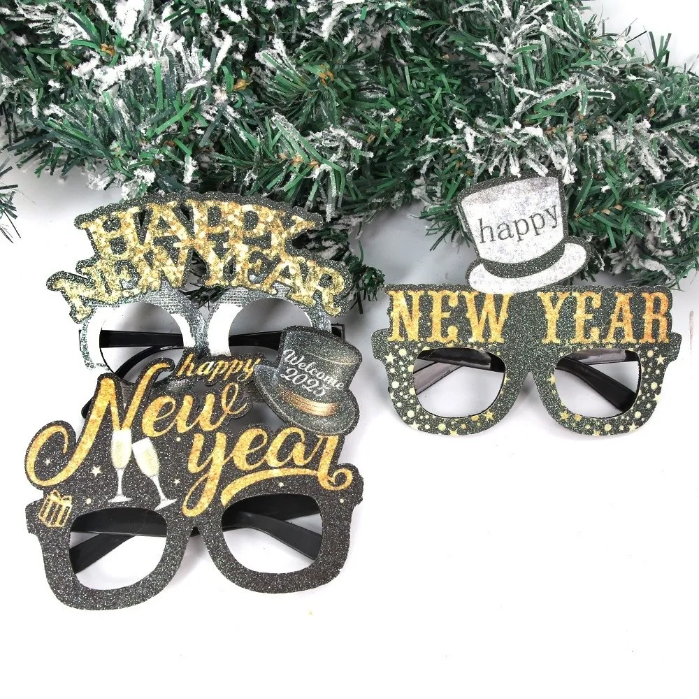 

Glitter 2026 New Year Glasses Sequin Letters and Numbers Happy New Year Glasses Colorful Creative New Year Decorative Glasses
