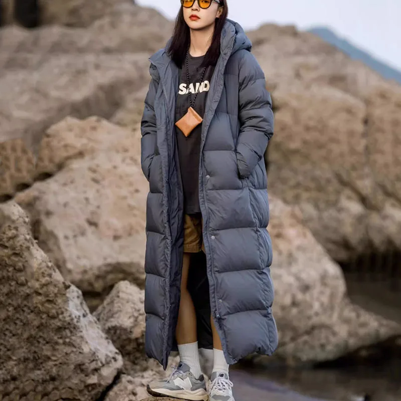 باركر شتاء دافئ مقنعين مزاجه فضفاض المرأة أسفل سترة 2025 جديد عالي الجودة سميكة أوزة أسفل المرأة أسفل سترة H487