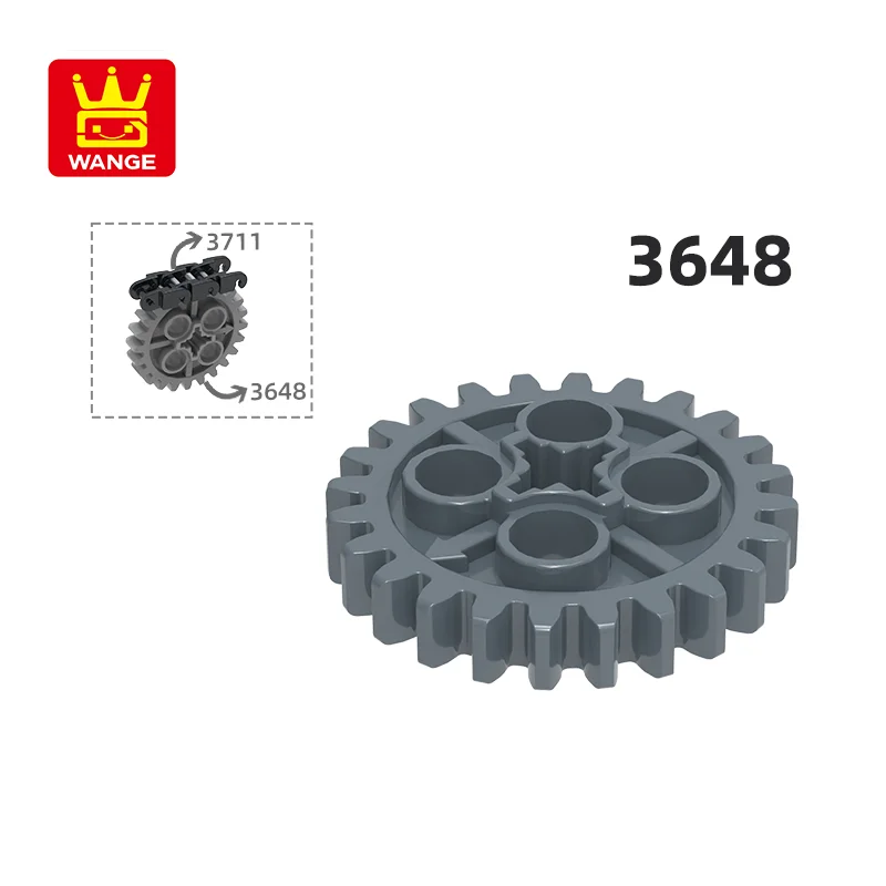 Wange-Engrenages à vis sans fin, pièces d'assemblage de jouets pour enfants, accessoires compatibles avec brique, bricolage, documents Moc, nuit, NO 3648, 24, 72 pièces par lot
