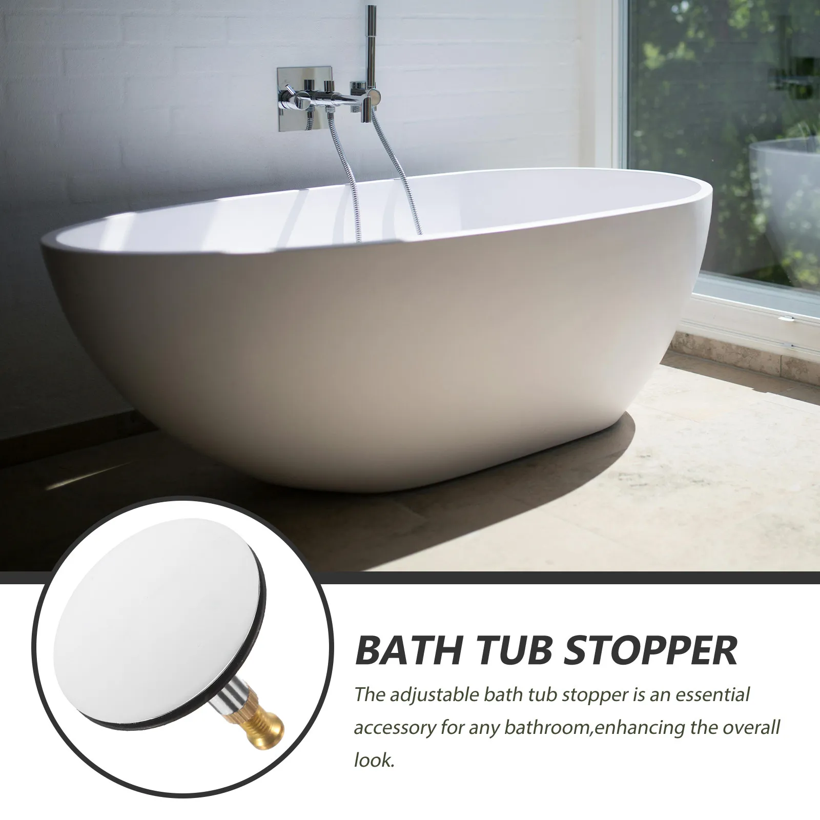 Copper Adjustable Bath Tub Stopper Drain Cover for Long Soaking Baths Height 44 to 55Mm Tub Drain Stopper Bathroom