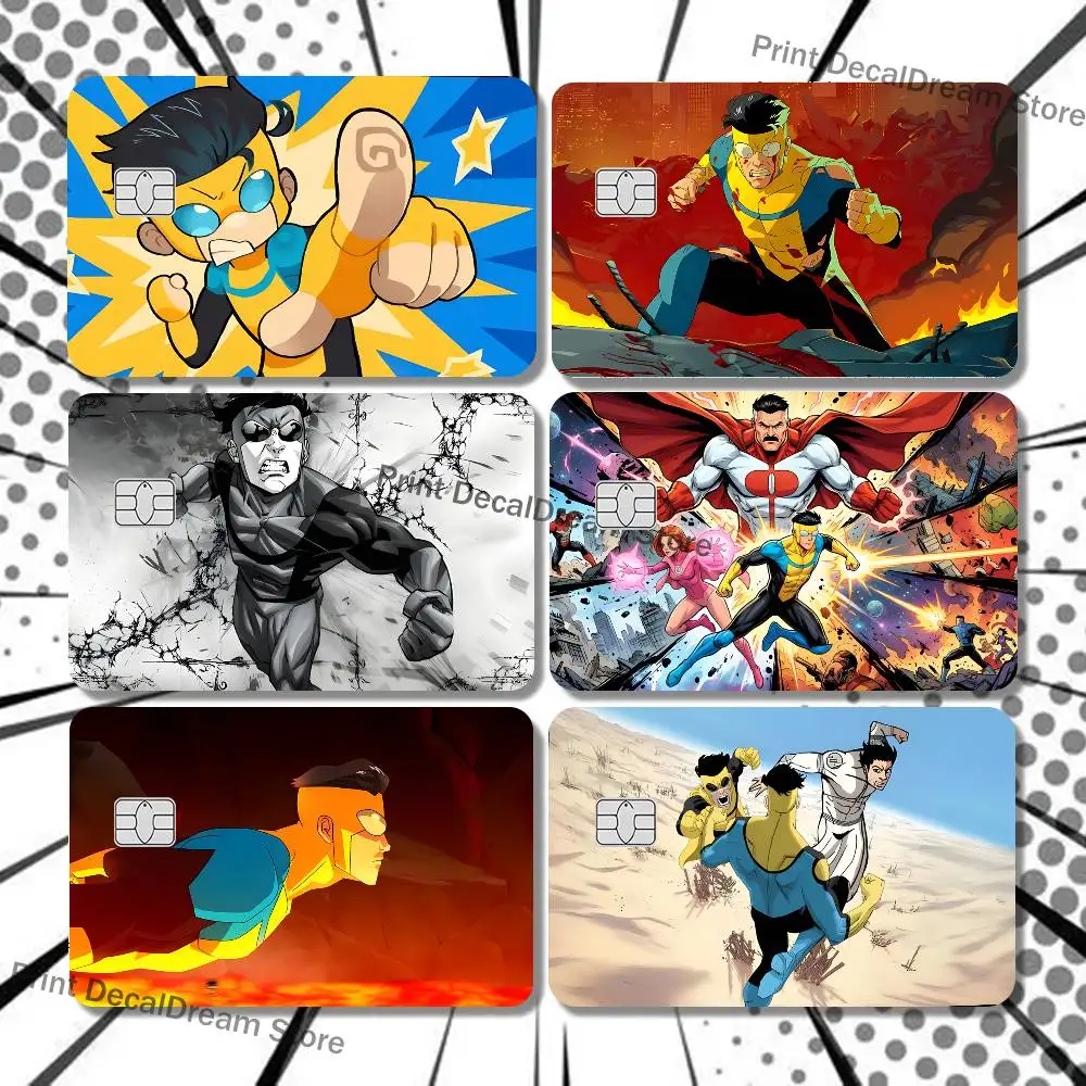 Superhero I-InvincibleS Name Card Sticker Decorate Bank Card Couple Student Study Supplies Decals Patch Documents Birthday Gift