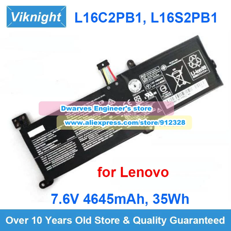 

Genuine 7.6V 4610mAh Battery L16C2PB1 L16S2PB1 for Lenovo Ideapad 520 320 Series 5B10M88059 5B10M90490 Rechargeable Battery