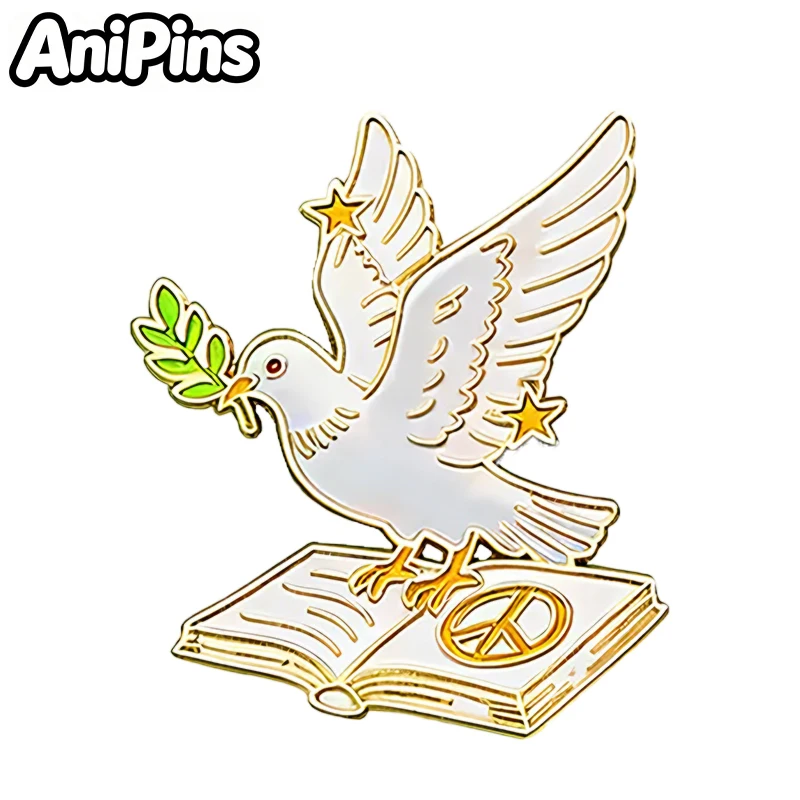 Peace Dove Pins 4-design Cartoon Enamel Love&Peace Brooch Pin On Backpack Clothes Badge Friends Gift