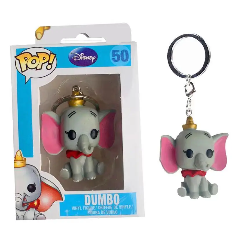FUNKO Keychain PVC Action Figure Disney Dumbo Clown Dumbo Collection Model Keyring with Box Bag Pendant Toys for Gifts