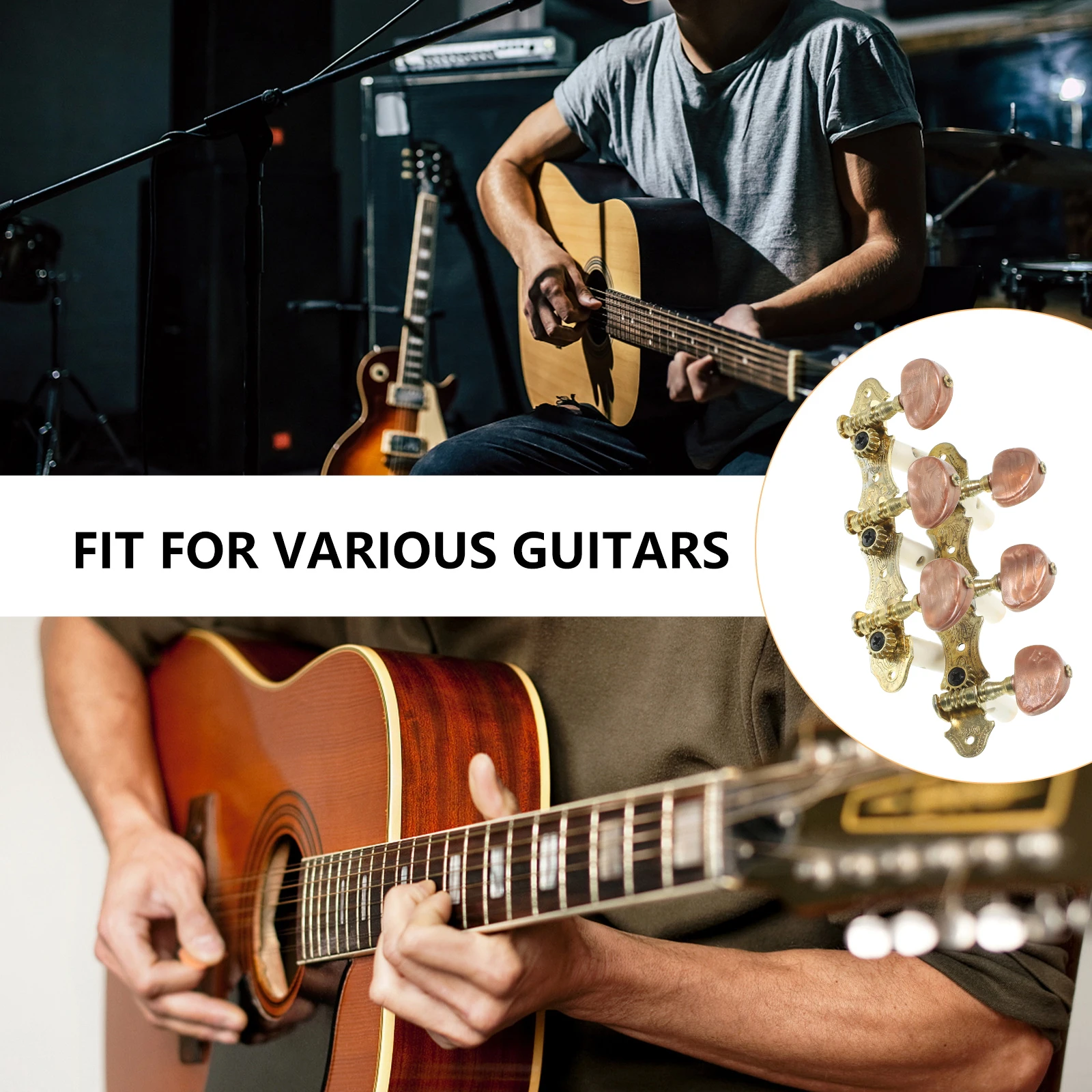 

2 Rows Guitar Tuning Pegs Metal Folk Electric Guitar Tuners Small Lightweight Accurate Tuner Keys For Beginners Durable