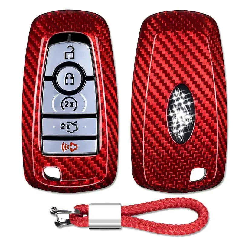 

For Ford F150 Key Fob Cover 2024 Carbon Fiber Key Shell For Ford Maverick Mustang Edge Explorer Escape Smart Key Accessories