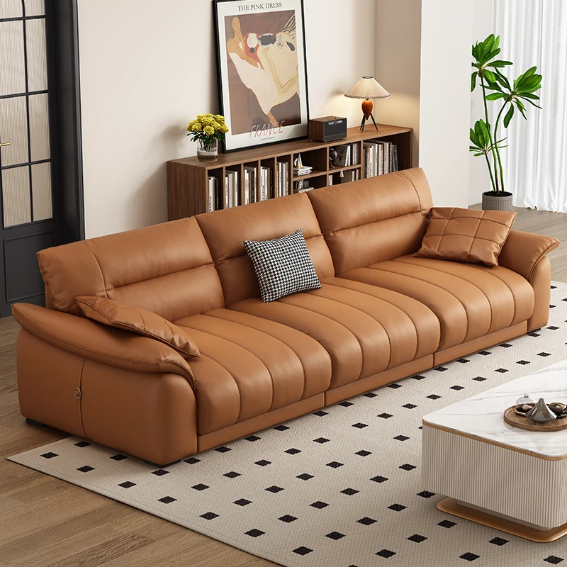 

Leather Retractable Adjustable Electric Intelligent Function Sofa Modern Simple Living Room Double Use Sofa