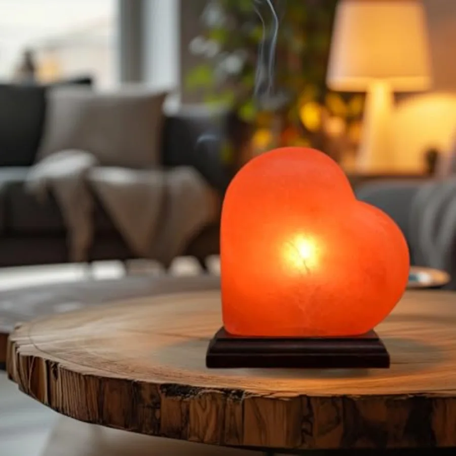 

NB Himalayan Pink Salt Lamp Heart Shape with Dimmer Switch and 2 Bulbs Hand-Carved Rock Salt Lamp from Pakistan Romantic Glow f