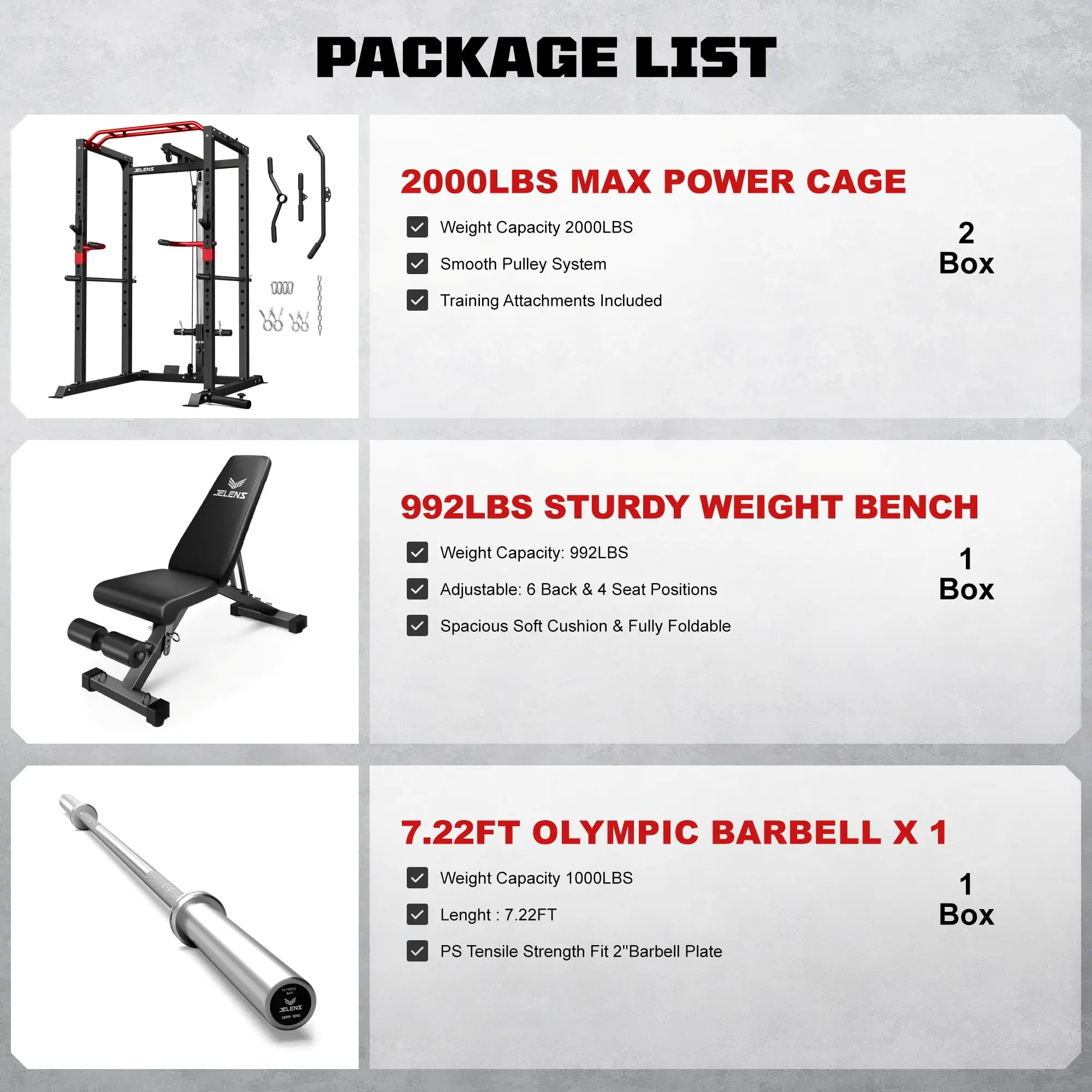 S11 Power Cage, 2000LB Multi-Function Power Rack with LAT Pulldown, Squat Rack with Adjustable Pulley System and