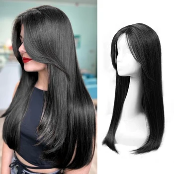 55cm 15X16cm Hairnet  Straight Mixed Hair Invisible 3D Toupee Clip in One Piece Hair Extensions Topper for Women Hair Loss