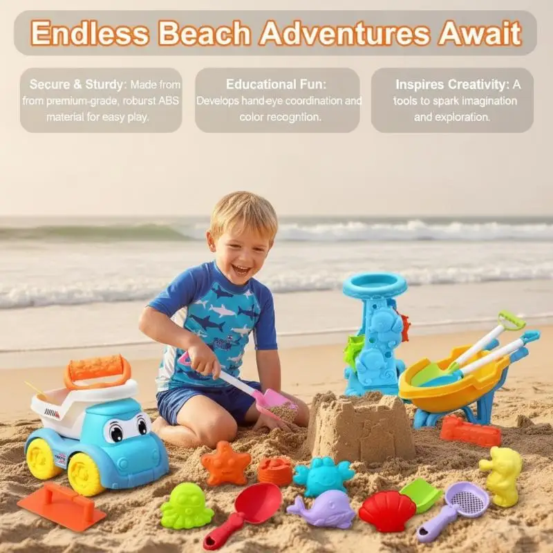 Children's Beach Sand Toy Set, Durable Plastic, Summer Pool Beach Game Set, Outdoor Sand Play Tools For Boys And Girls Beach Toy
