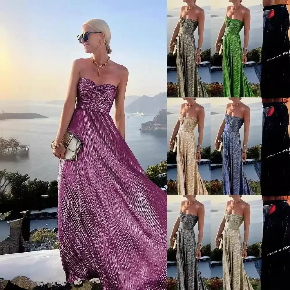 Abiti da festa con top a tubo Donna Tinta unita Sexy Taglio basso Scava fuori senza maniche Abito da sera per banchetti Abiti con temperamento alla moda