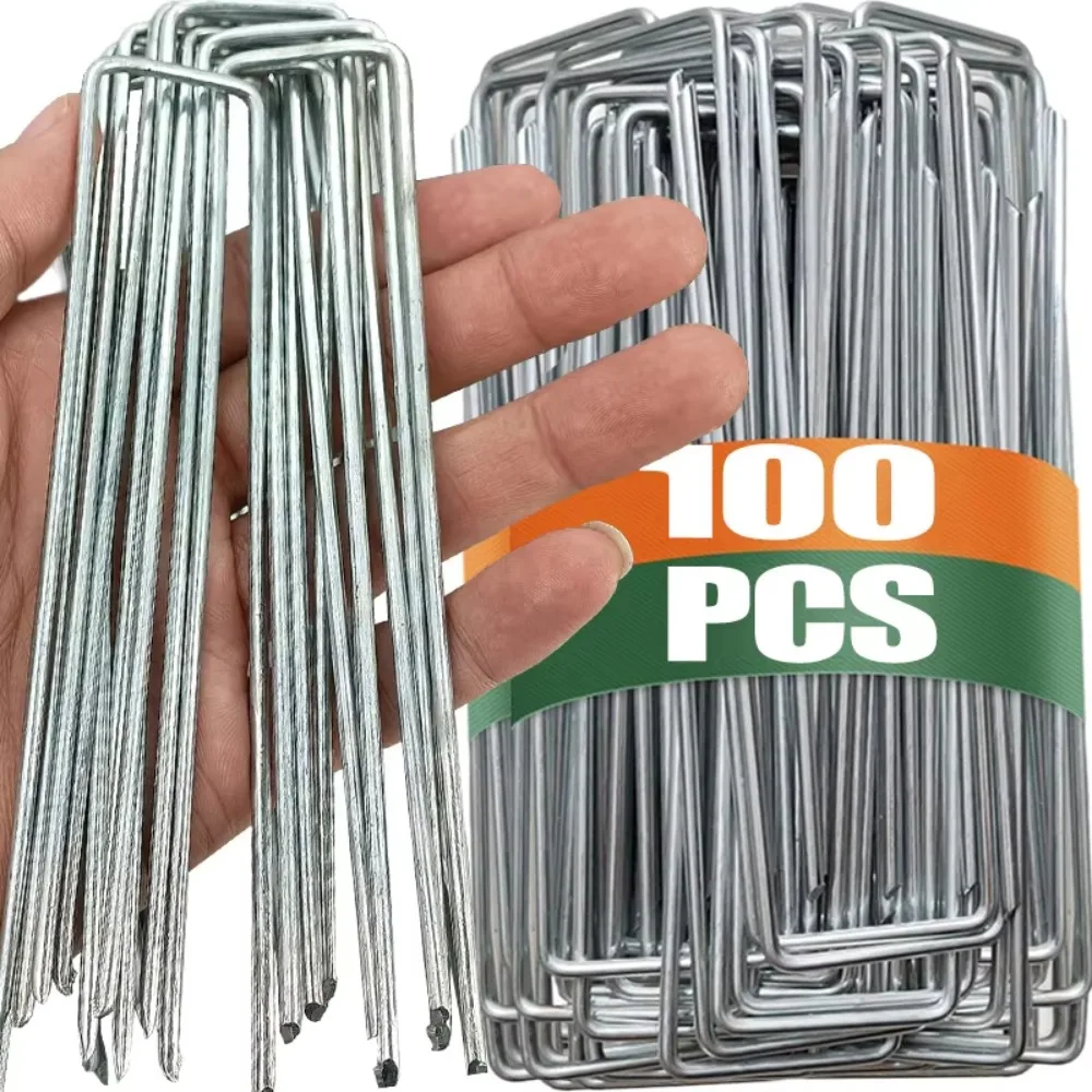 

Landscaping Supplies U-Shaped Ground Pegs Steel Galvanized Landscape Staples Durable Heavy Duty Garden Pins Garden Tools