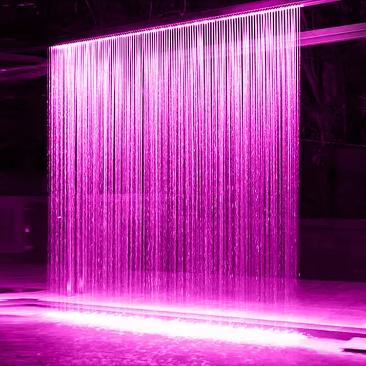Customized Stainless Steel Pull Wire Water Curtain Wall Rectangular Flowing Water Screen Partition Courtyard Waterfall Fountain
