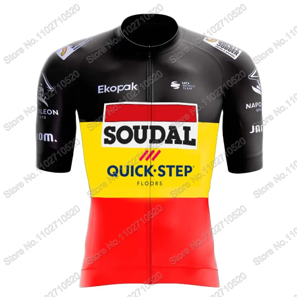 2024 Belgium Soudal Quick Step Team Wereldkampioen Wielertrui Set Fietskleding Racefiets Shirts Pak Fietsbroek