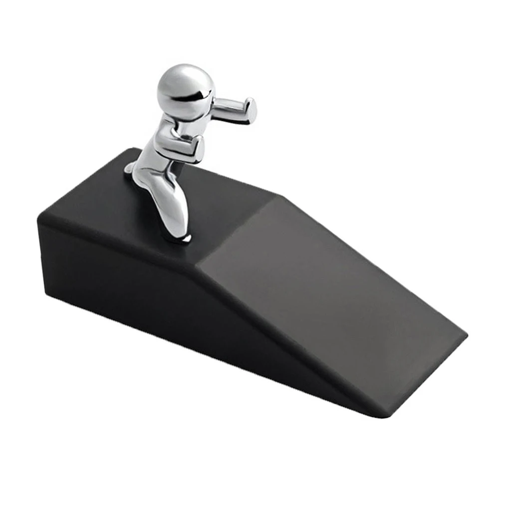Home Office Door Holder Anti-collision Non-slip Rubber Zinc Alloy Black Stylish Door Stopper for Slamming Prevention