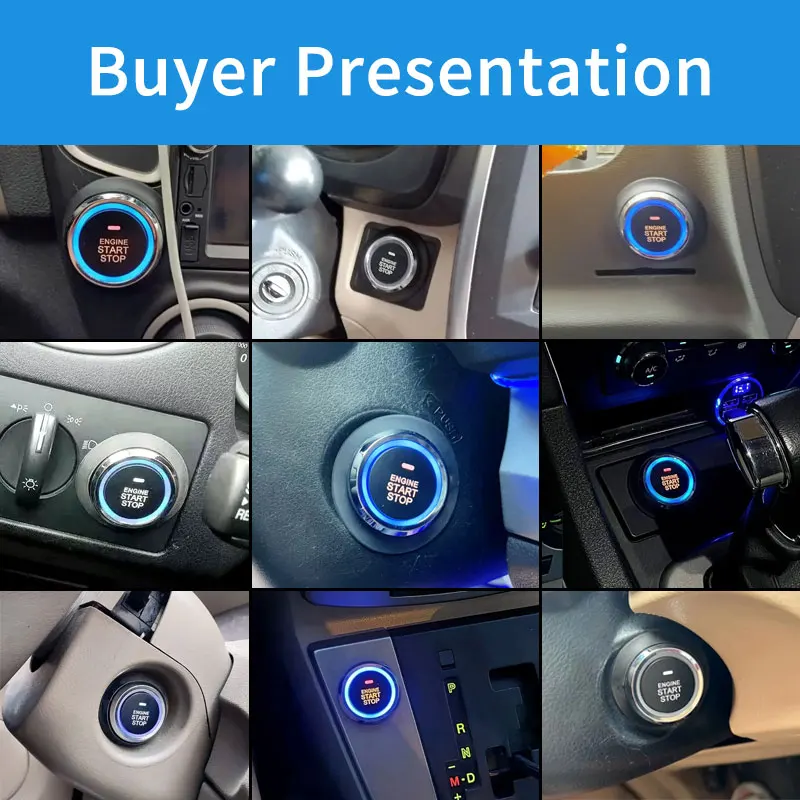 Universal 12V Car Alarm System One Touch Start Stop Button Keyless Entry System Auto Start Function Mobile Bluetooth App Control