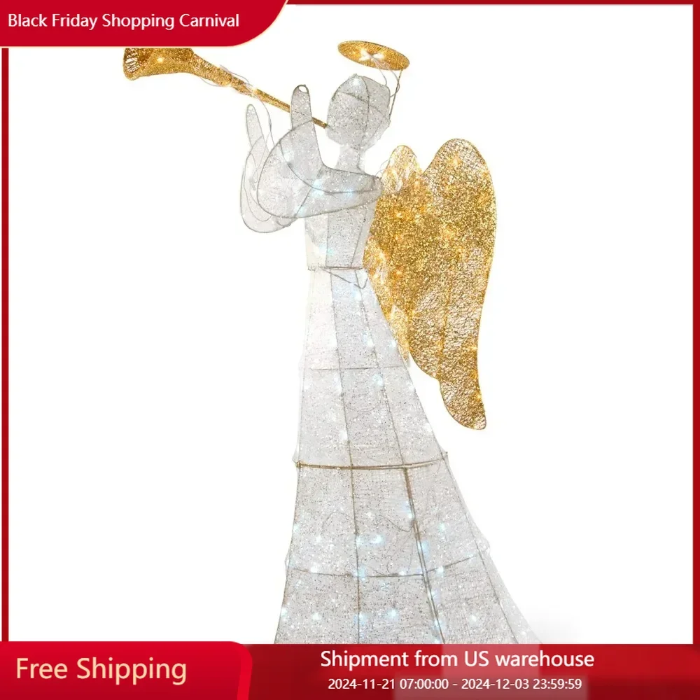 Artificial Christmas Décor Includes Pre-strung LED Lights and Ground Stakes Crystal Angel - 5 ft Outdoor Holiday Decorations