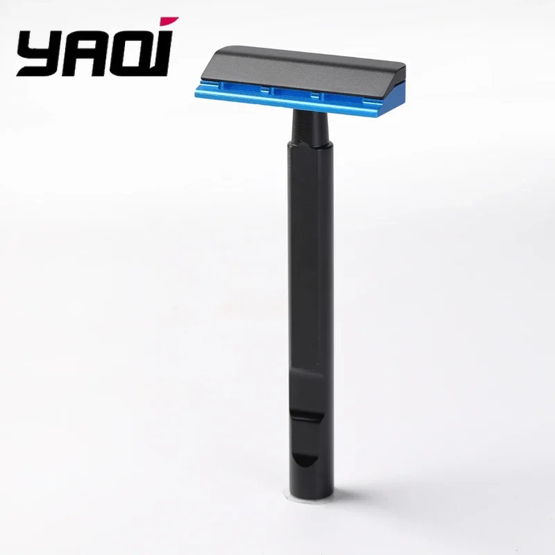 Yaqi preto e azul corachi (versão de alumínio) navalha de segurança de borda única leve comprimento 91mm cerca de 27g ferramenta de barbear