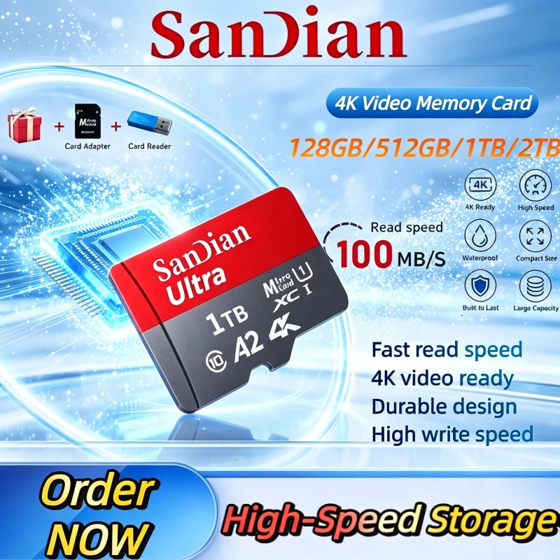 SD Memory Card Class 10 High Speed 128GB 2TB Micro TF/SD Card Memory Cards Stable Performance for Phones, Digital Camera & MP3.