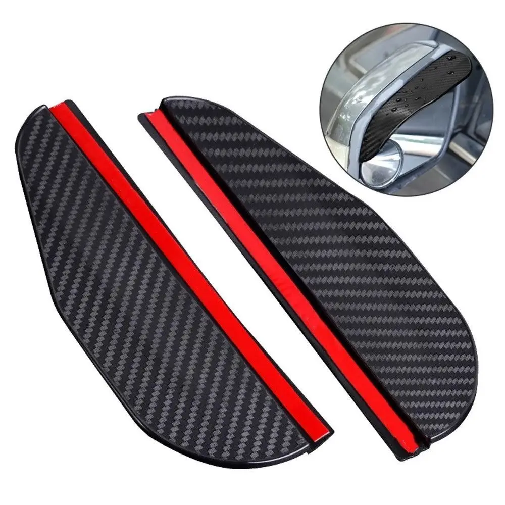 One Pair/2pcs Auto Accessorie Rainproof Car Carbon Fiber Weather Visor Rear View Mirror Rearview Mirror Rain Eyebrow