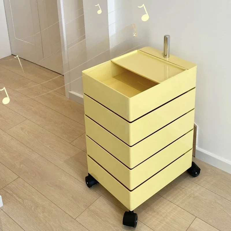 Movable Storage Rack Rotating Bedside Table Storage Cabinet Living Room Home Side Cabinet Multi-layer Snack Storage Cabinet